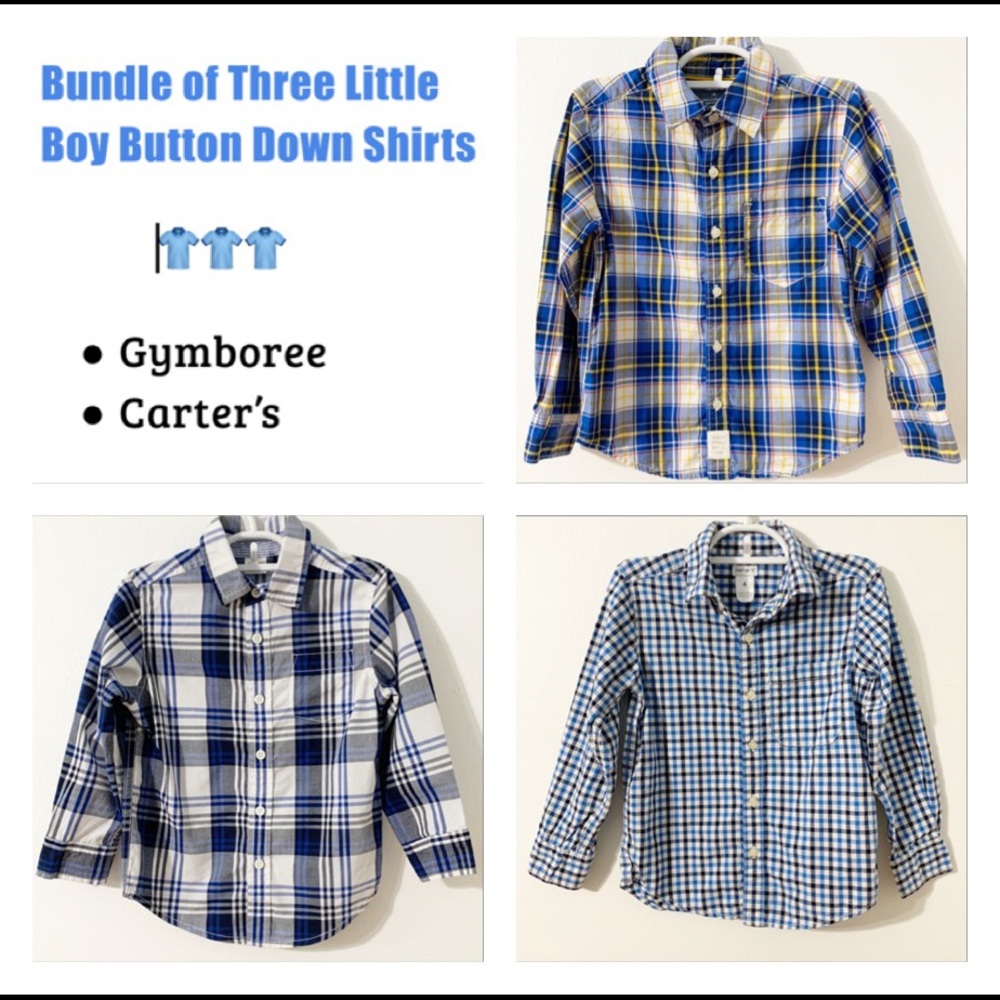 Gymboree and Carter’s Bundle of Three Plaid / Checked Button Down Shirts Size 4